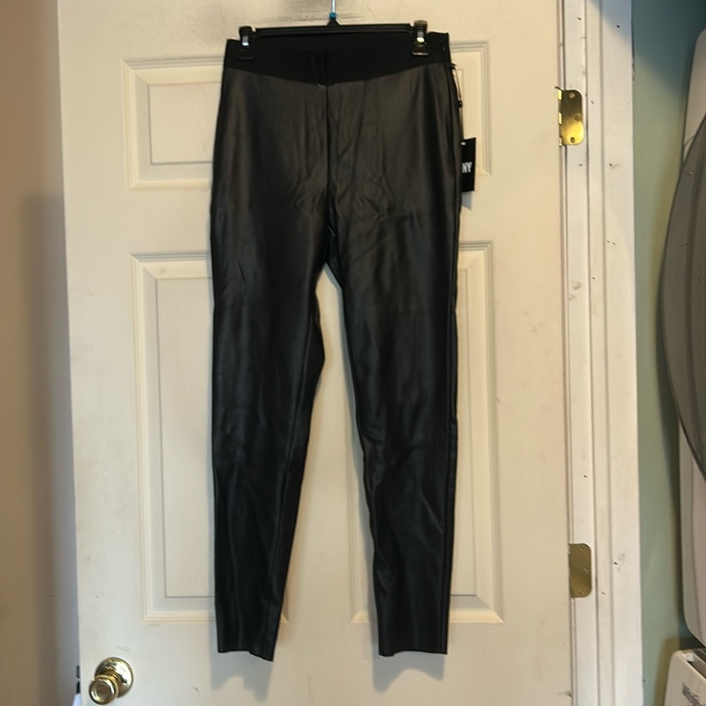 DKNY Black Faux Leather Pants Size Small